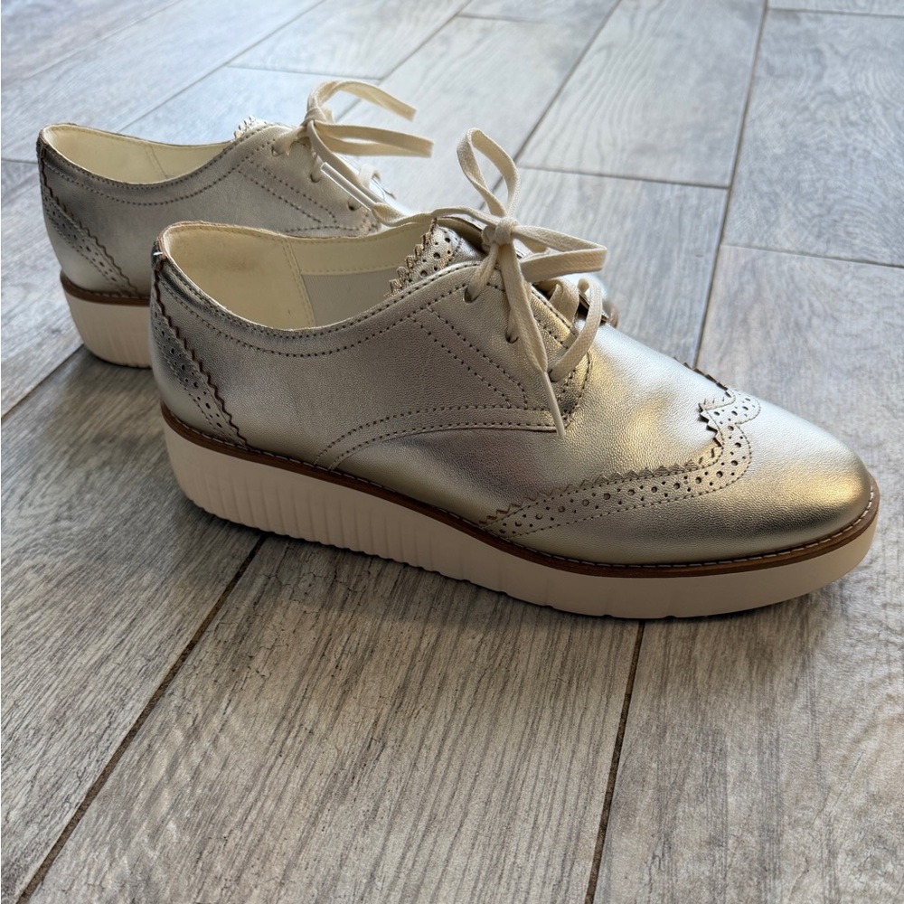 Cole Haan Metallic Gold Wingtip Oxfords